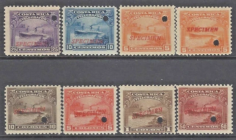 COSTA RICA TELEGRAPH STAMPS,SHIPS,MENA ST9-15 SPECIMEN MNH 1910 Cover