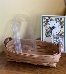 Vintage Longaberger Lavender Booking Basket Leather Handles w/ Plastic Protector - Picture 1 of 8