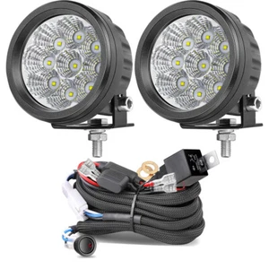 2x3.5Inch Round LED Driving Lights Offroad Spot Flood Pods + Wiring Harness Kit - Picture 1 of 12
