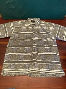 Vtg Impact Shirt Men’s Med Short Sleeve Button Up Gray & White Abstract 90s Y2K - Picture 1 of 23