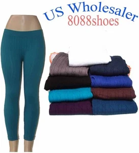 Wholesale Lots Women's One Size Stretch Textured Footless Legging NWT 10 PC - Picture 1 of 9