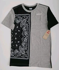 Boy's Levi's Paisley Black Grey White Portrait Logo Shirt Size XL New With Tags - Picture 1 of 7