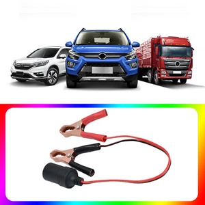 12V-24V Car Cigarette Lighter Female Socket to Battery Alligator Crocodile Clip - Picture 1 of 7