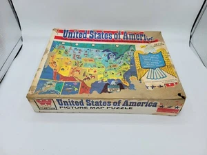 Vintage 1965 Whitman United States Of America 100 Piece Picture Map Puzzle 18 In - Picture 1 of 7