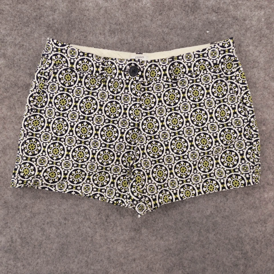 Pantalones Cortos Crown & Ivy Mujer 8P Chino Frente Plano Azul Marino Blanco Verde Geo Estampado Damas Foto 1 de 4