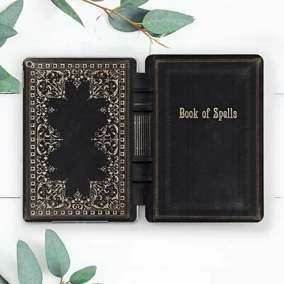 Black Vintage Book Of Spells Case For iPad 10.2 Pro 12.9 11 9.7 Air 4 5 Mini - Image 1 of 4