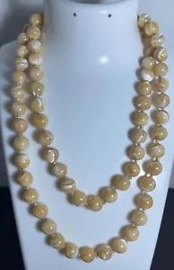 Vintage Beaded Necklace Balamuti Mother of Pearl Long 30" - Picture 1 of 8