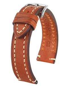 Hirsch Uhrenarmband Liberty L strapazfähiges Sattelleder mit Dornschließe Braun - Picture 1 of 4