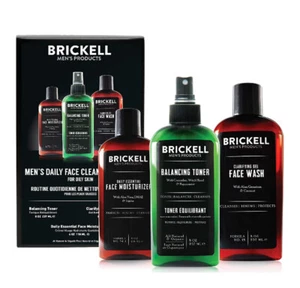 Brickell Men's Daily Face Cleanse Routine Oily Skin Gel Facial Wash Moisturizer - Picture 1 of 12