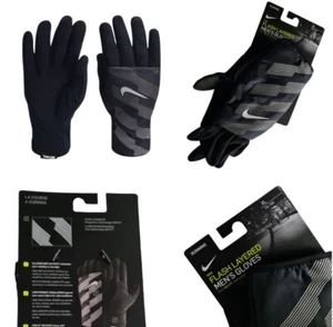 Nike Mens Black Flash Layered Run Gloves Size UK XL NRGJ3082 - Picture 1 of 9