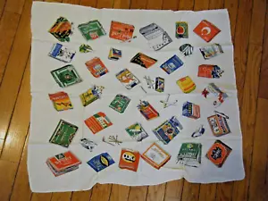 Rare Vintage Advertisement 60s Cigarettes Ladies Silk Scarf with 32 Brands - Picture 1 of 16