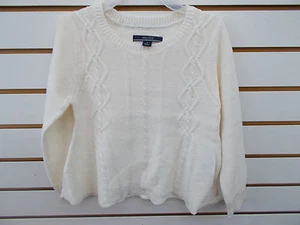 Mädchenpullover Nautica 42,50 $ cremefarben ausgestellter Saum Langarm Größe 4-6X - Bild 1 von 4