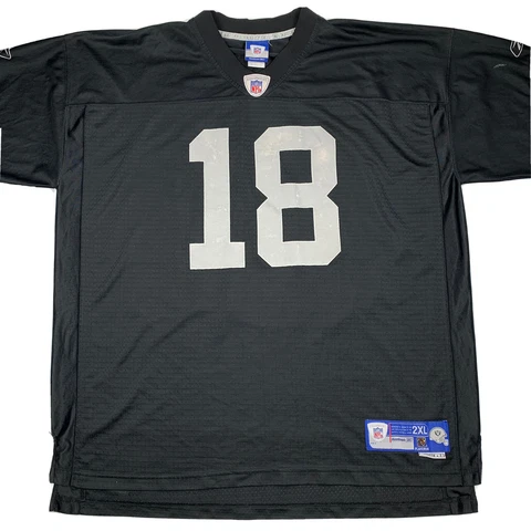 Reebok Raiders Randy Moss Jersey 2XL Helmet Tag Black Cover