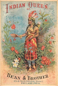 INDIAN QUEEN Perfume ~PHILADELPHIA~ Beautiful / Original Old Trade Card, c. 1890 - Picture 1 of 2
