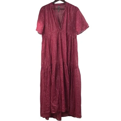 Maxi Vestido Anthropologie The Kallie Fluido Edición Lúrex Talla S Transparente Encubrimiento Foto 1 de 4