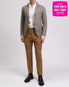 RRP €163 FRED MELLO Linen Blazer Jacket Size M Garment Dye Single-Breasted - Picture 1 of 8
