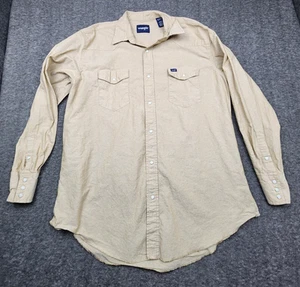Pearl Snap Mens XXL Wrangler Beige/Brown Long Sleeve Dress Shirt 2XL with Pocket - Picture 1 of 7