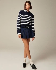 Suéter J.Crew Heritage Algodón Cuello Redondo™ en Azul Marino Blanco Rayas Talla L Nuevo con Etiquetas - Imagen 1 de 7