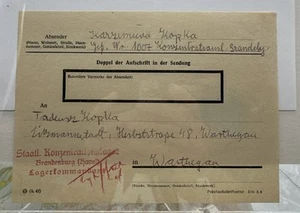 Alemania Brandeburgo Centro de Eutanasia Campo de Concentración Etiqueta de Envío Censurado - Imagen 1 de 5