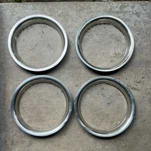 1980s Vintage BEAUTY TRIM RINGS 13" Glossy Stainless Chrome NICE well made USED - Picture 1 of 7