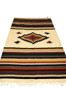 San Miguel Style Blanket Handwoven Southwestern El Paso Mexican 56x86 - Picture 1 of 6