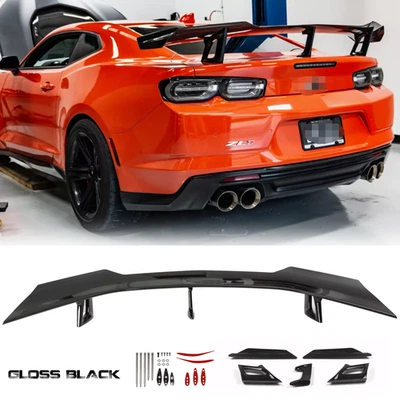 For 2016-24 Chevy Camaro RS SS ZL1 Gloss Black Rear Trunk Wing Spoiler 1LE Style - Image 1 of 4