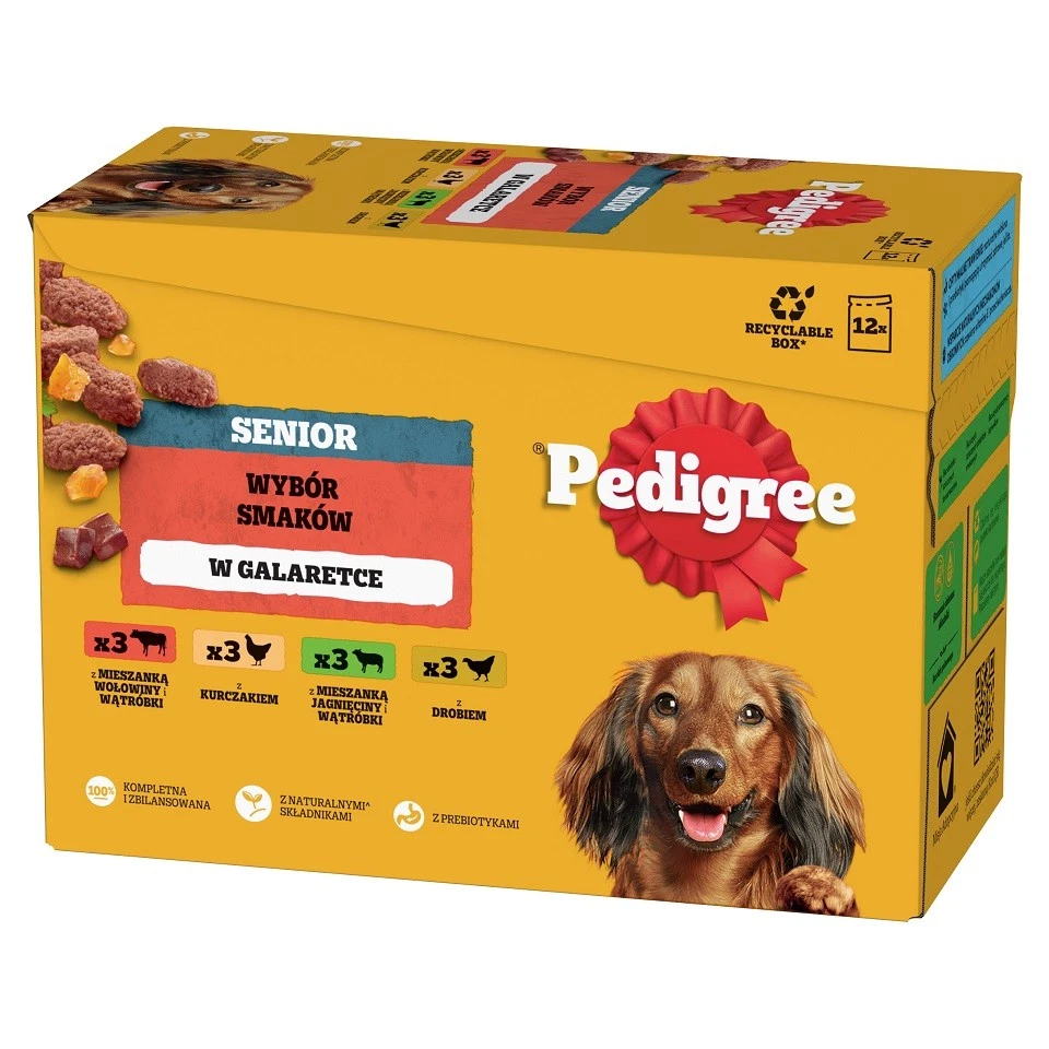 12x100 g PEDIGREE Senior Nassfutter MIX Geschmacks in Gelee Rind Huhn Lamm Leber - Bild 1 von 1