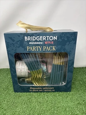 Bridgerton Theme Dinnerware 70 pc Plates Silverware Napkins Cups Netflix - Image 1 of 4