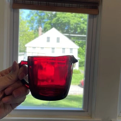 Vintage Anchor Hocking R1700 Royal Ruby Red Glass Smooth Open Creamer - Image 1 of 4