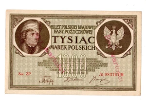 Polonia POLONIA 1000 MAREK POLSKICH 1919 P22 STAR ETOIL CANCELADO CANCELADO XF - Picture 1 of 2