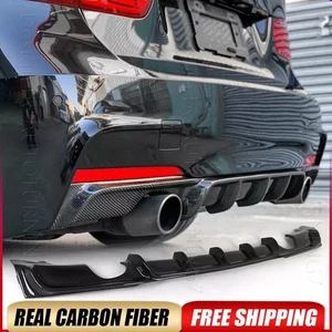 FOR BMW F30 320i 325i 328i MSPORT 12-18 REAL CARBON REAR BUMPER DIFFUSER SPOILER - Picture 1 of 17