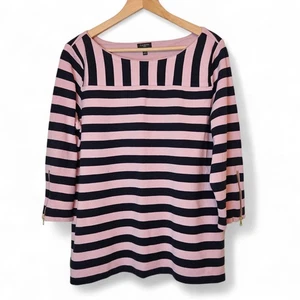 Top Talbots para mujer a rayas manga 3/4 cremallera náutico costero cuello redondo talla 1X - Imagen 1 de 13