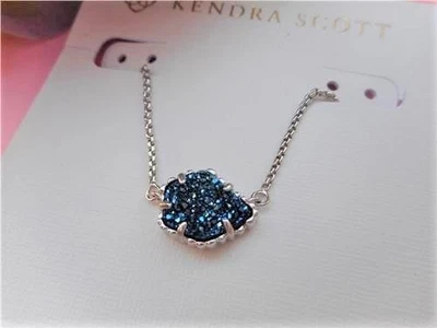 Collar Colgante Kendra Scott Tess Azul Drusy y Rodio Nuevo con Etiquetas Foto 1 de 3