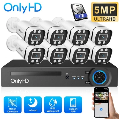 CCTV Camera System HD 5MP 4/8CH DVR Hard Drive Outdoor Home/Office Security Kit - Image 1 of 4