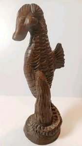 Scultura cavalluccio marino vintage intagliata a mano nel 1995 6,25" arredo bagno nautico - Foto 1 di 6