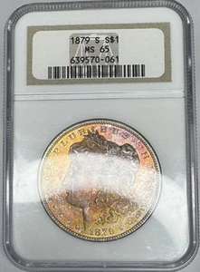 1879 S Morgan Silver Dollar NGC MS65 ✴️PINK AND ORANGE FIREBALL, OLD NGC SLAB‼️ - Picture 1 of 2