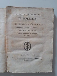 Principi elementari Di Botanica Di G. A. Cavanilles. Genova, 1803. - Foto 1 di 24