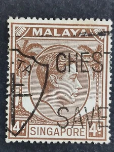 Malaya 1949-52 Singapore King George VI 4c Perforation 18 - 1v Used #14 - Picture 1 of 2