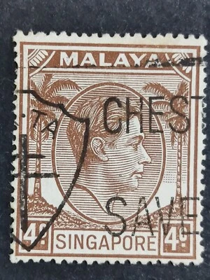 Malaya 1949-52 Singapore King George VI 4c Perforation 18 - 1v Used #14 - Image 1 of 2