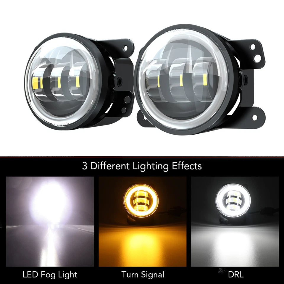 Kit de luz antiniebla LED DRL de 4" para Dodge Charger Caravan Avenger Jeep Grand Cherokees Foto 1 de 4
