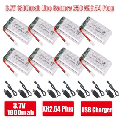 3.7V 1800mah Lipo Battery 25C XH2.54 Plug & USB Charger for RC Drone Quadcopter - Bild 1 von 4