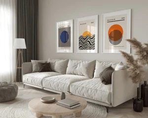 Juego de 3 Bauhaus 1919 Abstracto Minimalista Arte de Pared Decoración del Hogar - Imagen 1 de 3