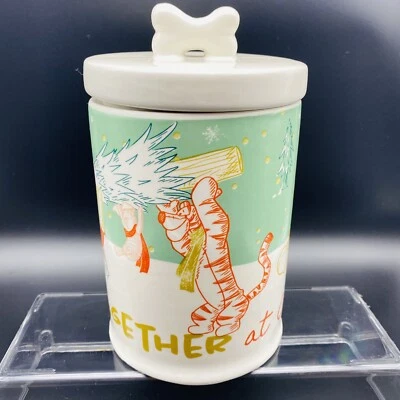 Disney Winnie the Pooh Dog Cookie Treat Jar Christmas Piglet Eeyore ￼Tigger￼ - Image 1 of 4