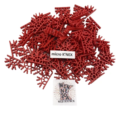 100 MICRO Knex Red Connectors 5-Way - K'nex Small Tiny Mini Parts - Image 1 of 2