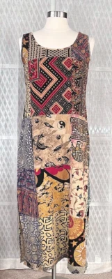 Handmade Patchwork Boho Sun Stars Floral Sleeveless Long Dress - Image 1 of 4