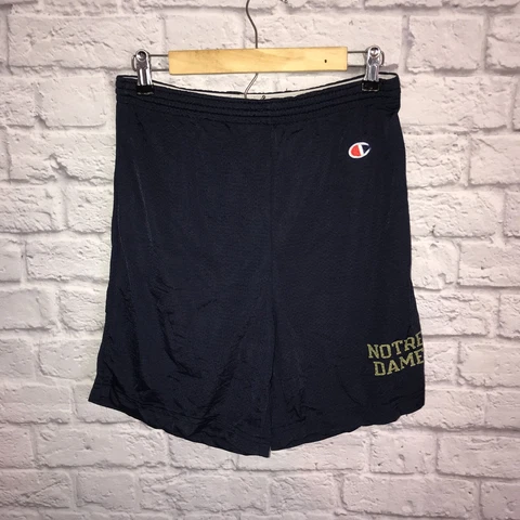 Champion Notre Dame Fighting Irish NCAA Gym Shorts Men's M Navy Double Logo Cover