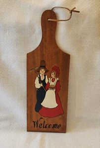 Hand Painted Welcome Sign Farmer and Wife Wall Hanging Vintage Country Painting - Picture 1 of 7