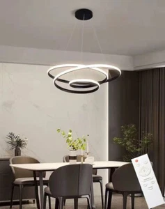 PLAFONIERA LED DIMMERABILE A SOSPENSIONE SOGGIORNO CUCINA LAMPADA A ANELLI - Foto 1 di 4