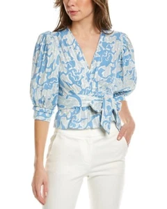 Top Oxford blu DIANE VON FURSTENBERG TAGLIA 12 NUOVO - Foto 1 di 5