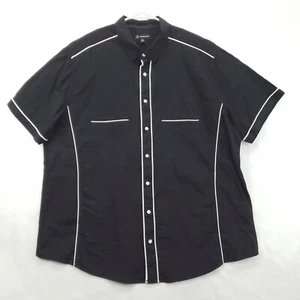 INC International Concepts Shirt Mens XLT Black White 100% Cotton Pearl Snap - Picture 1 of 11